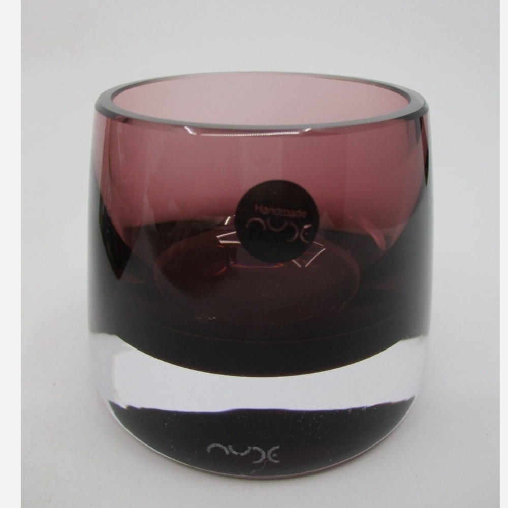 Nwb Nude Crystal Glass Candle Holder 2 piece set burgundy - Picture 3 of 9